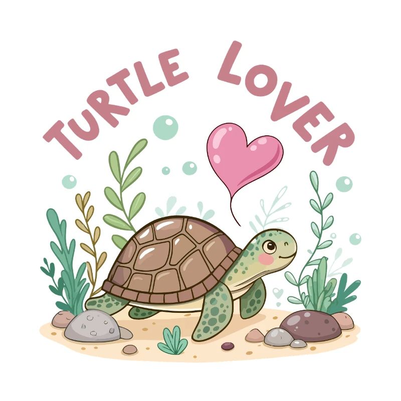 Pastel Flowered Turtle in Love