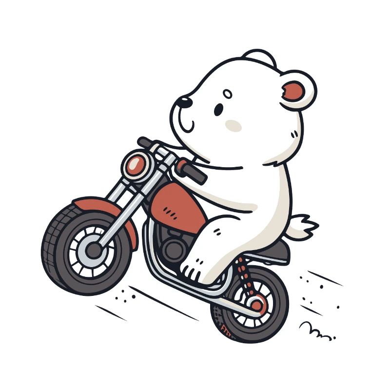 Polar bear biker retro motorcycle