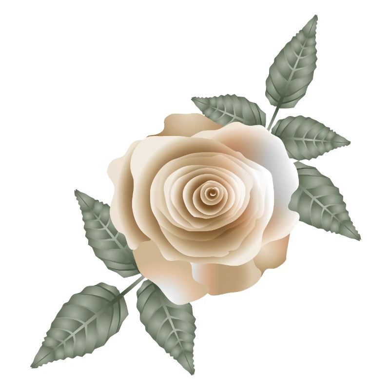 Rose délicate couleur sable avec de doux accents de feuilles
