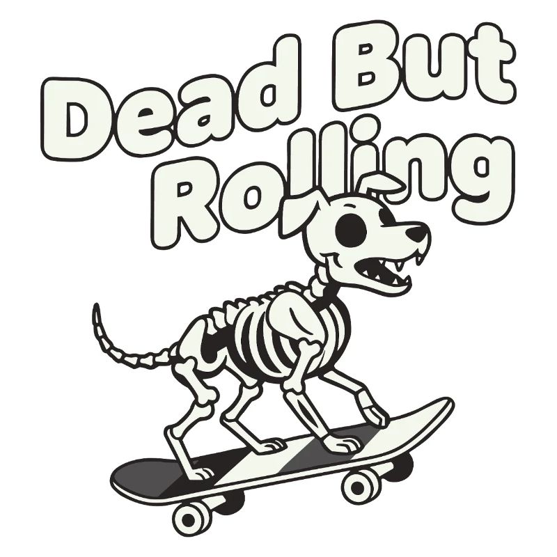 Chien squelette sur le skateboard