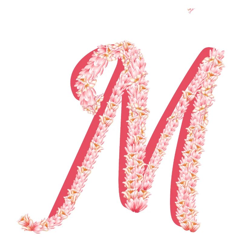 Initial M de fleurs roses