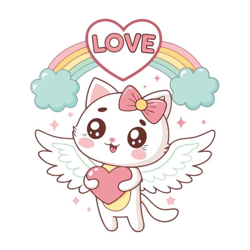 Chat ailé Arc en Ciel Amour