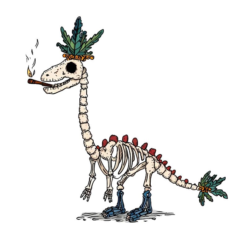 Stoner Dino Skeleton Joint & Flowers