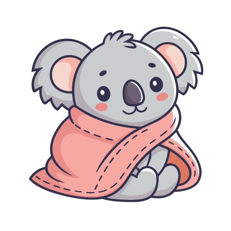 Koala cosy dans une écharpe rose