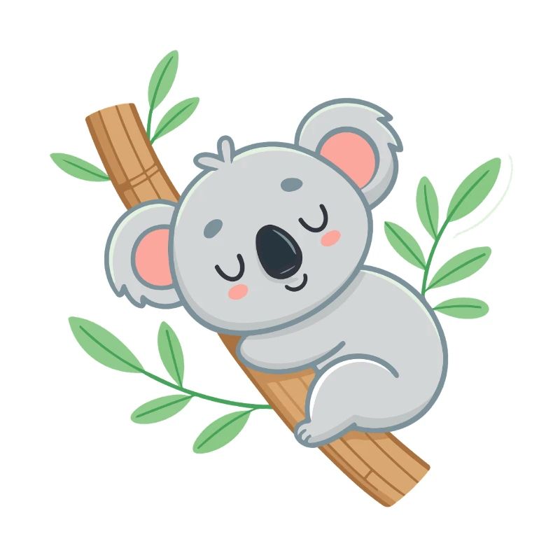 Dreamy Koala on Tropical Branch