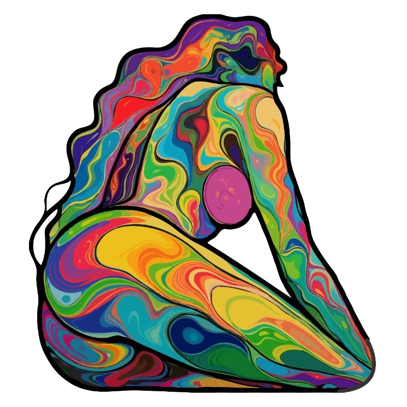 Silhouette colorée nue en tourbillons