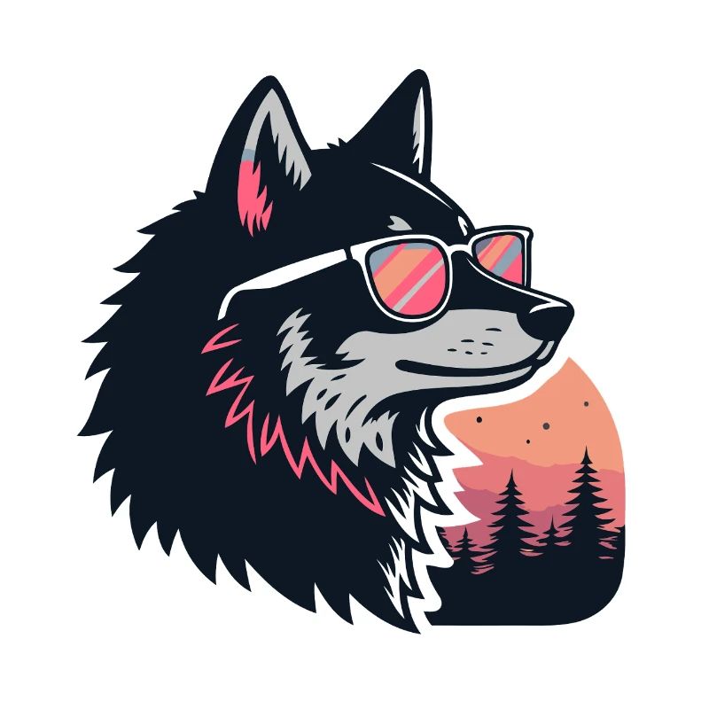 Chic wolf in the sun and glasses