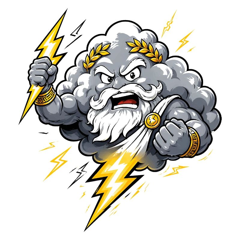Donnergott Blitz Wolke Gewitter Comic Motiv