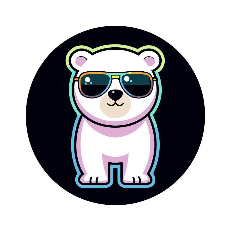Pastel white neon bear sunglasses