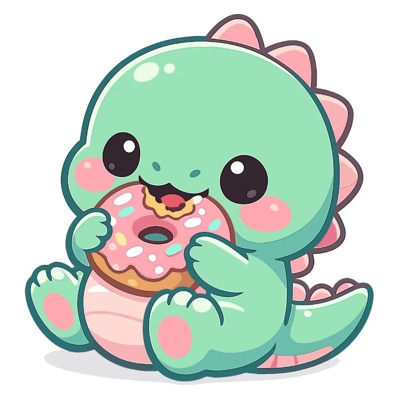 Little dino snacking donut
