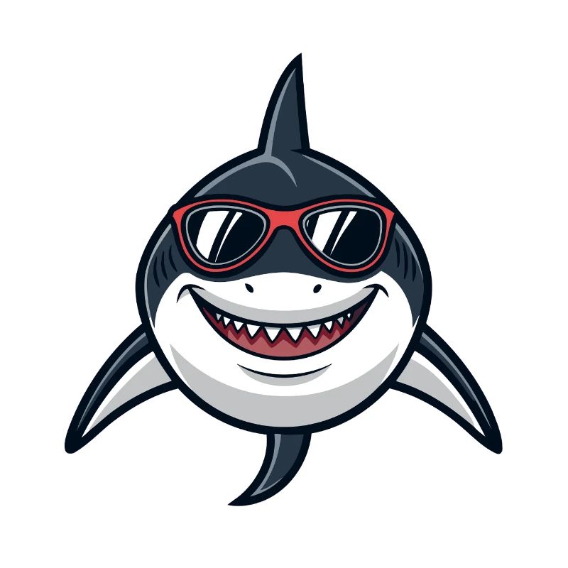 Shark Hipster Red Glasses