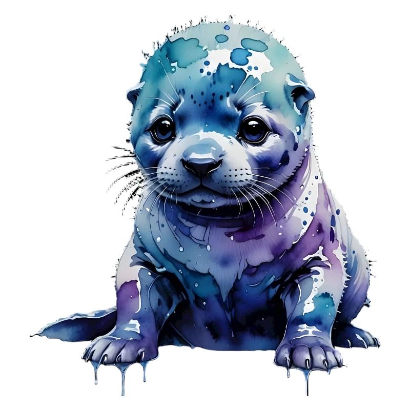 Bébé de phoque aquarelle Violet bleue