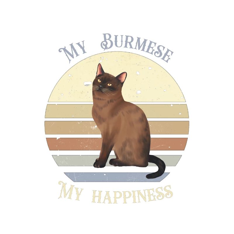 Logo rétro avec un chat "Burmese"