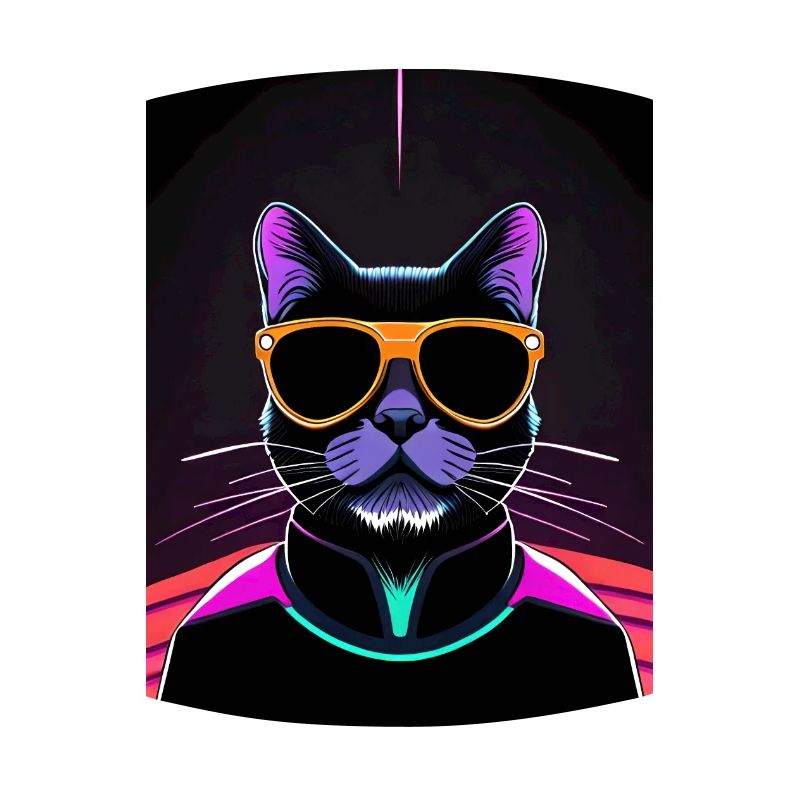 Black Synthwave Cat