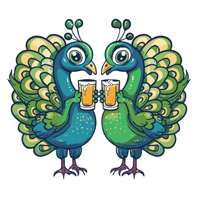 Pfau Vogel Comic Bier Party Trinken
