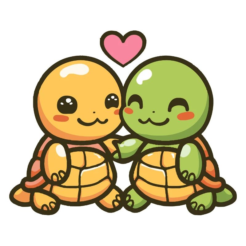 Turtle Comic Couple Love