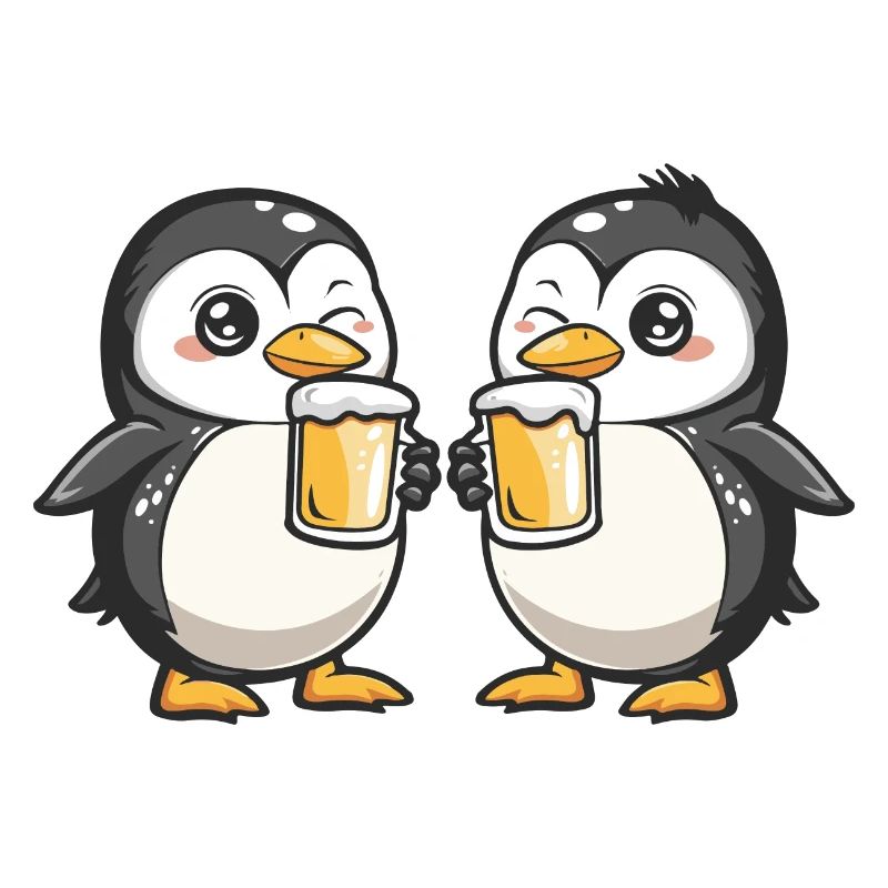 Pinguin Comic Bier Lustig Saufen