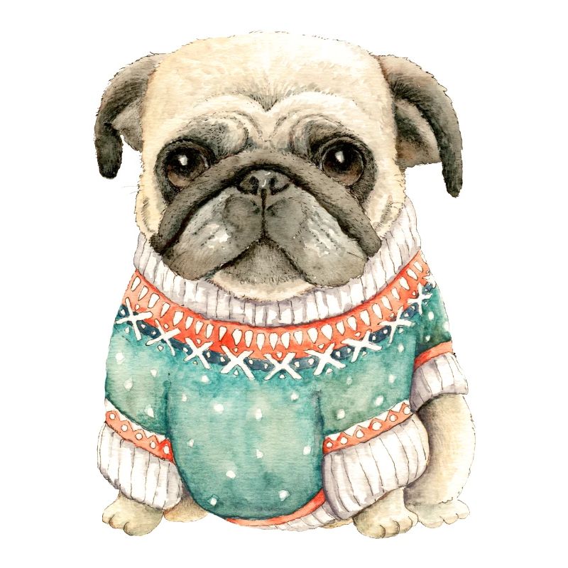 Netter Mops-Welpe im Winterpullover-Geschenk für Mopsliebe