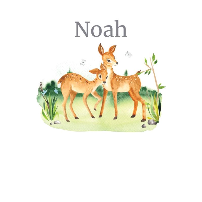 Fleurs de cerf d’animaux de la forêt Nom Noah