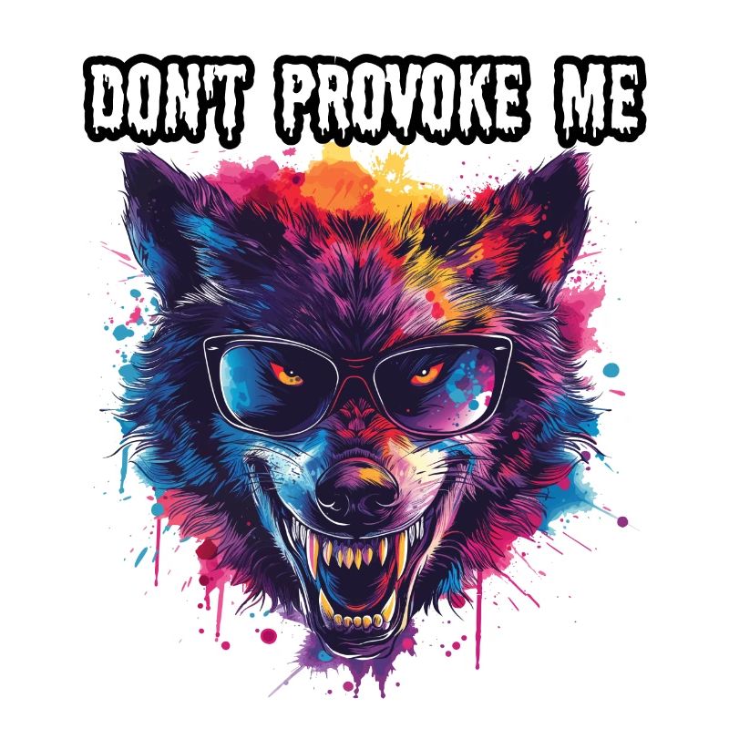 DON T PROVOKE ME. Wolf, Warnung, Botschaft, Cool,