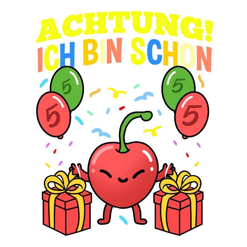Achtung Ich Bin Schon 5 Geburtstag Kirsche