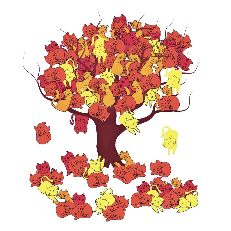 Arbre en Automne perdant ses Feuilles de Chat