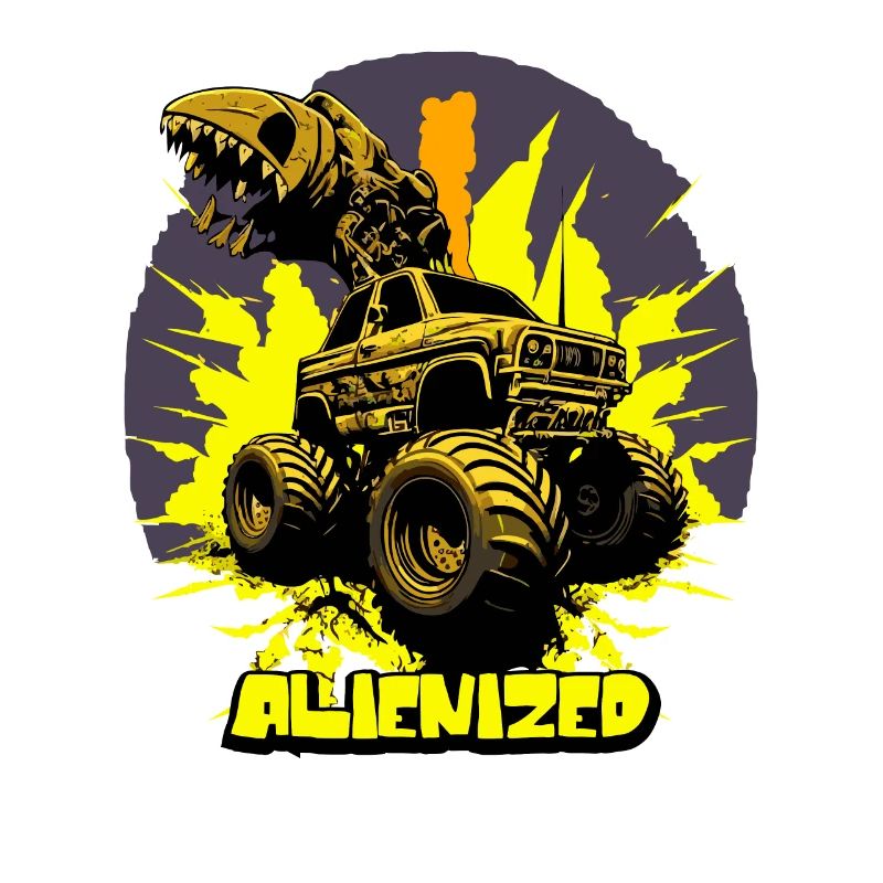 Monster truck avec bras de préhension extraterrestre avec explosion