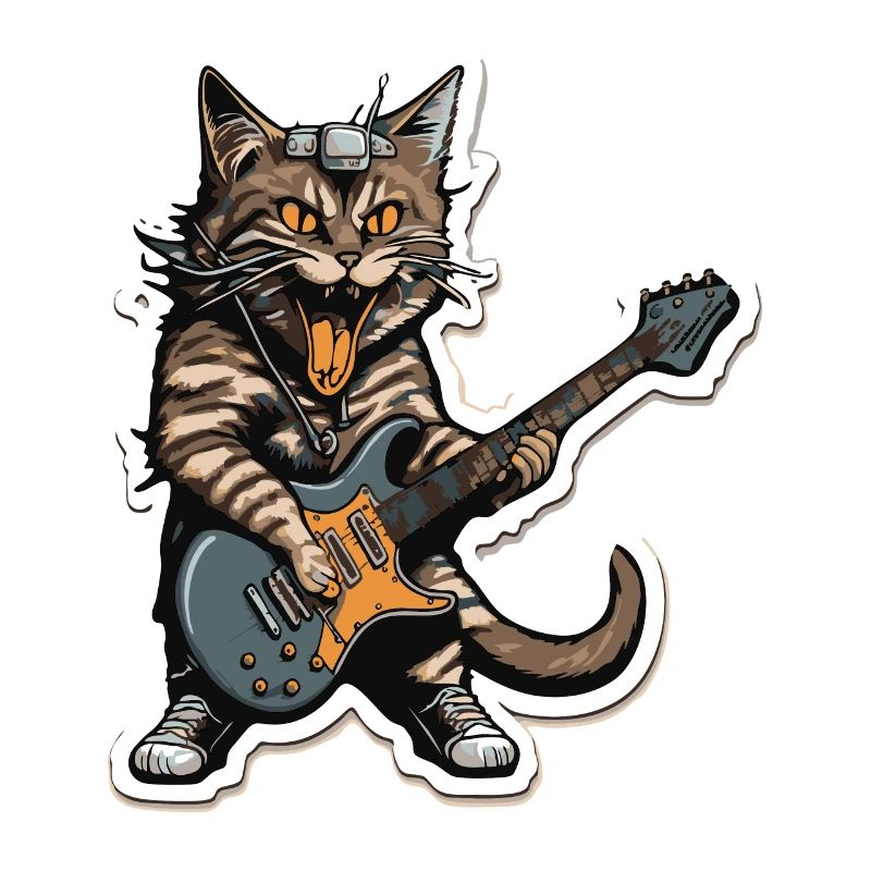 Rock Guitar Player Cat