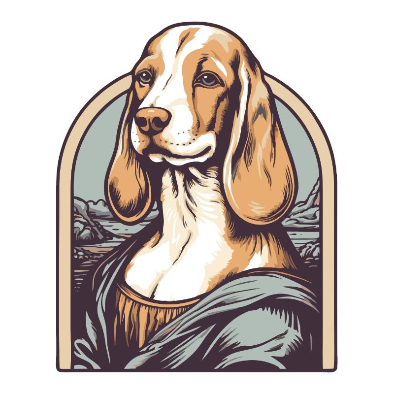 Lisa Gemälde Parody mit einem Beagle Hund