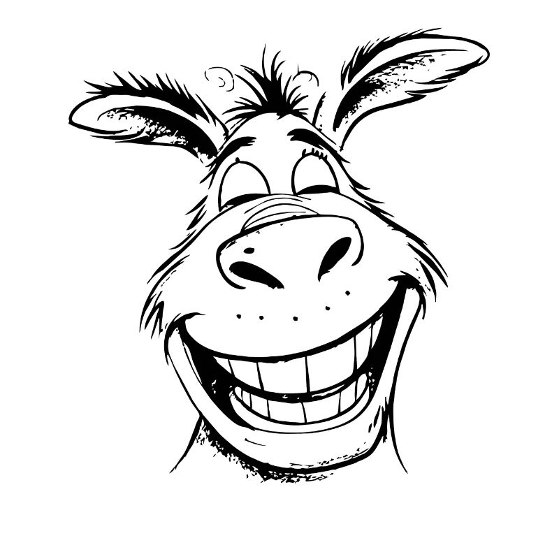 Âne de dessin animé souriant