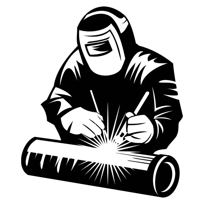 Welder silhouette during arc welding