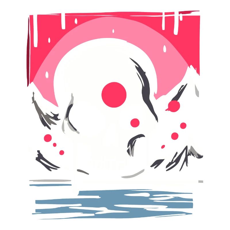 Japan's Red Sun: Pink Drops Skull