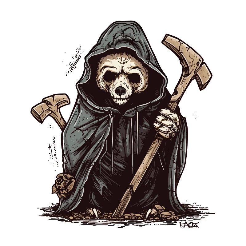 Der Wanderer Bär ist ein Sensenmann