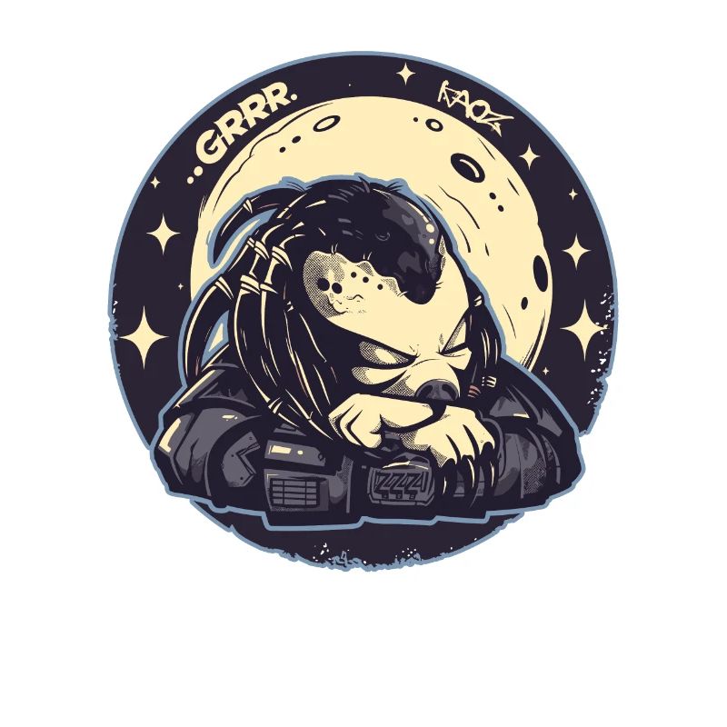 Tired cute alien hunter moon and stars