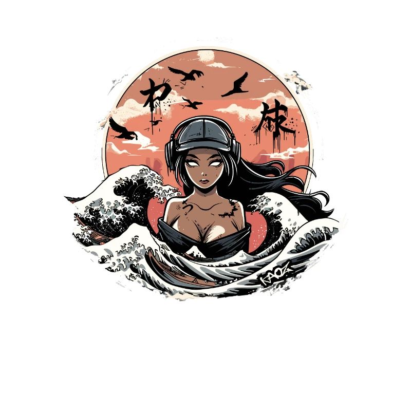 Fille dans les vagues