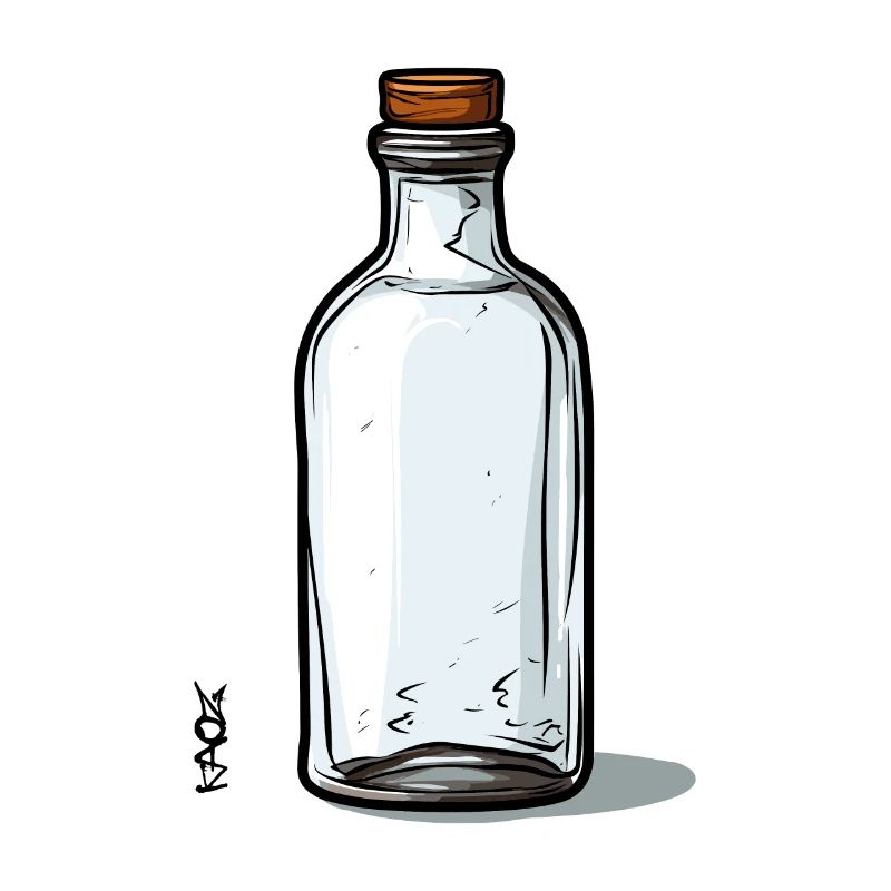Empty Glass Bottle Motif, Bottle Is Empty