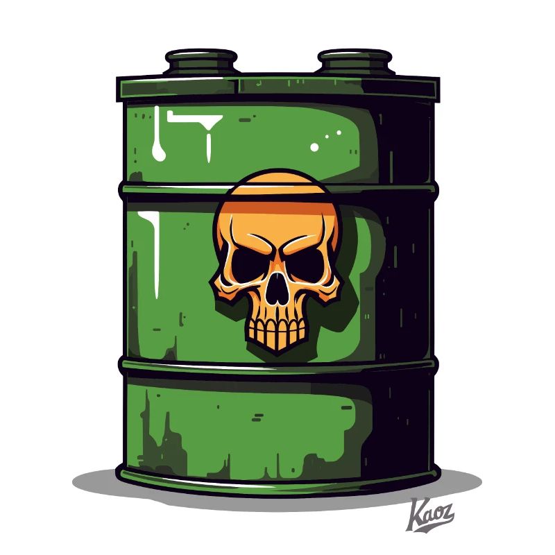 Comic bins: Toxic waste barrel with orange skull