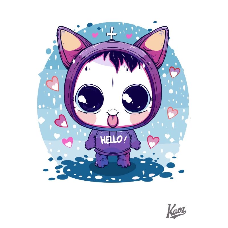 Lapins chaton chibi mignons de dessin animé : Bonjour