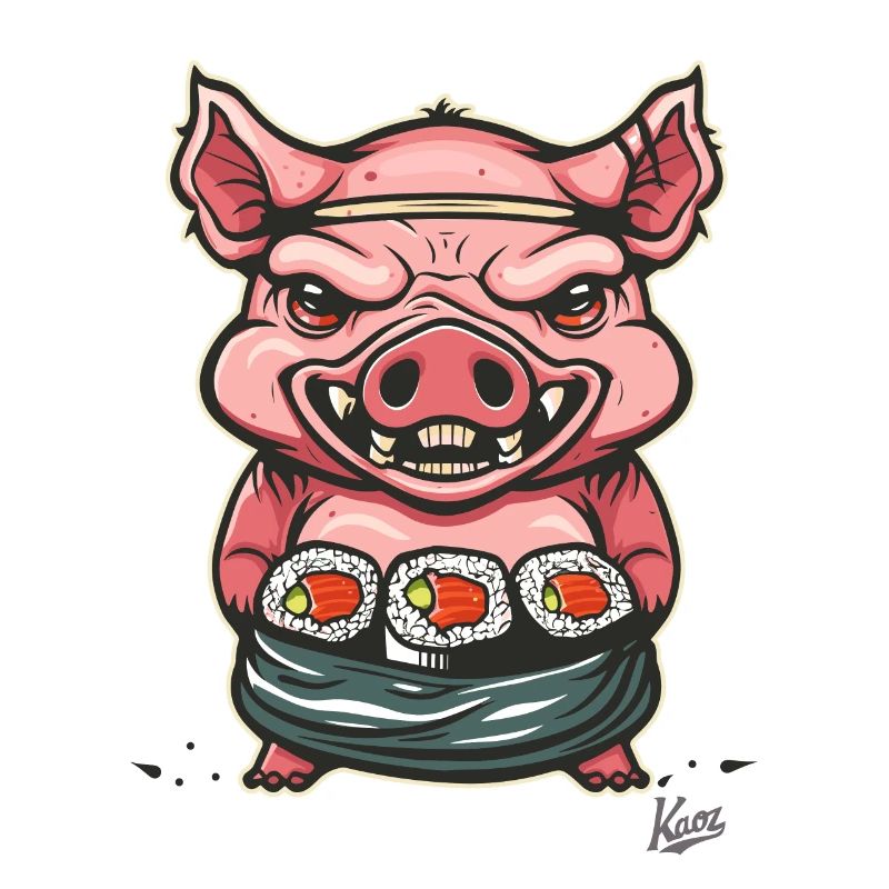 Petit maître cochon sushi effrayant