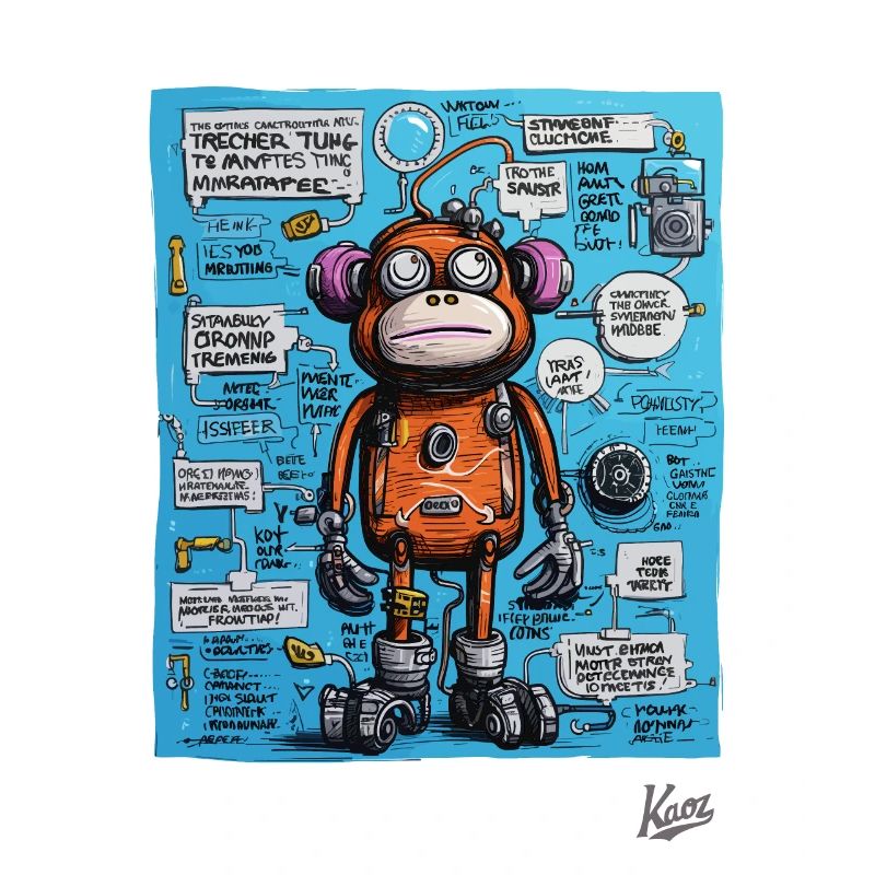 Funny, funky robot monkey