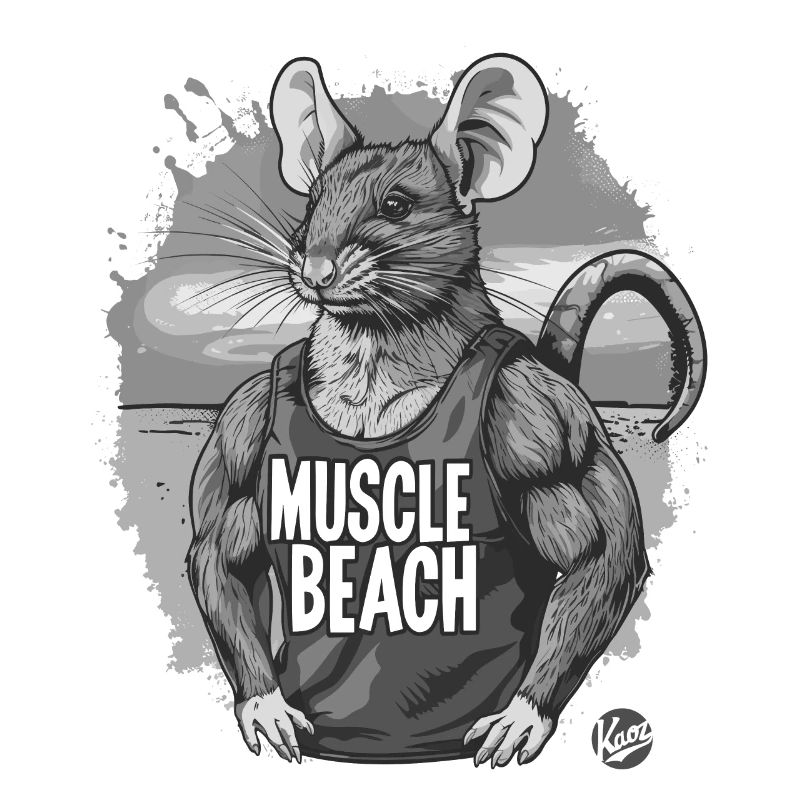 Rétro Bodybuilder Muscle Rat de plage