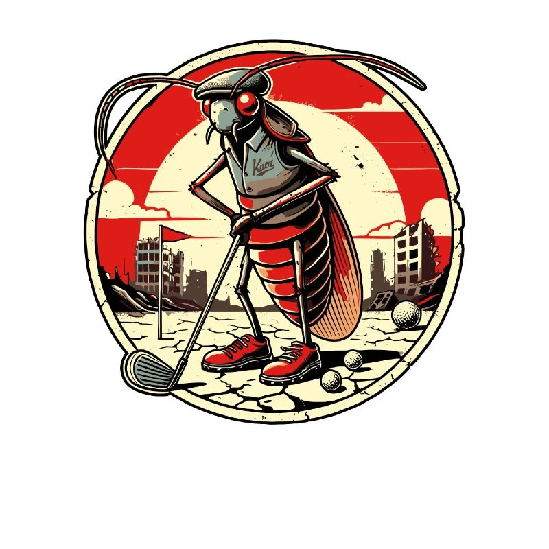After the apocalypse, a cockroach playing golf