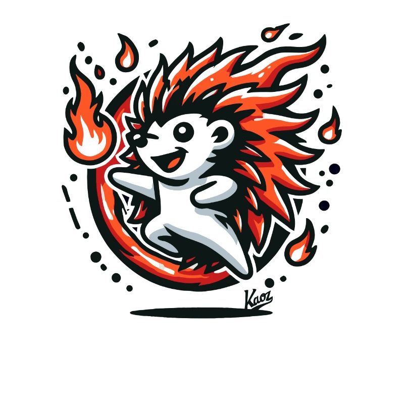 Hérisson chaud joyeux avec du feu