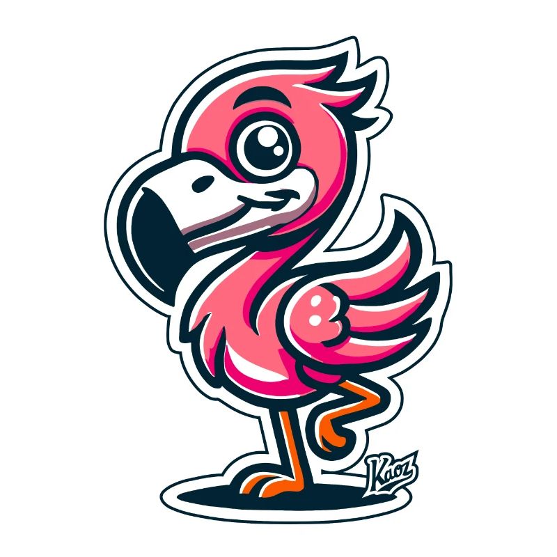 Flamant rose drôle amical