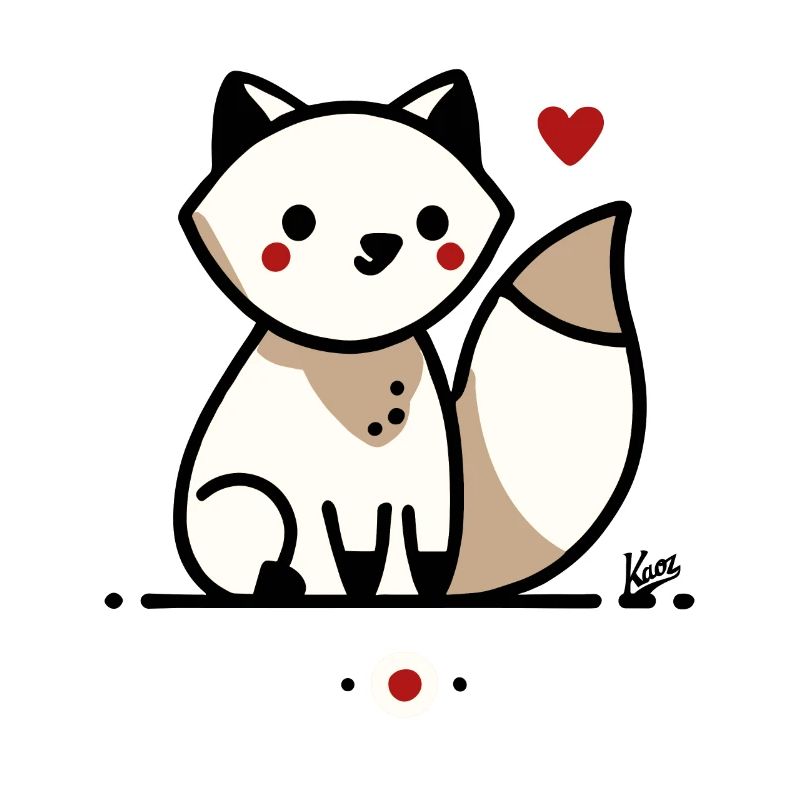 Cute fox with love and heart