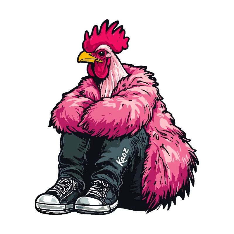 Coq de mode à la mode en plume rose Veste de poulet