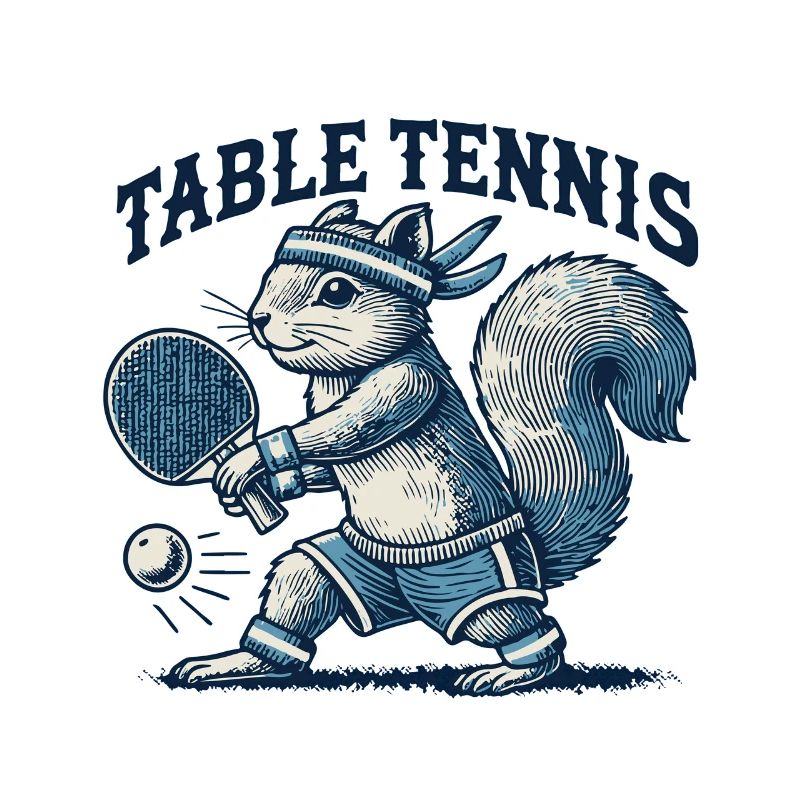 Retro Table Tennis Squirrel Fun