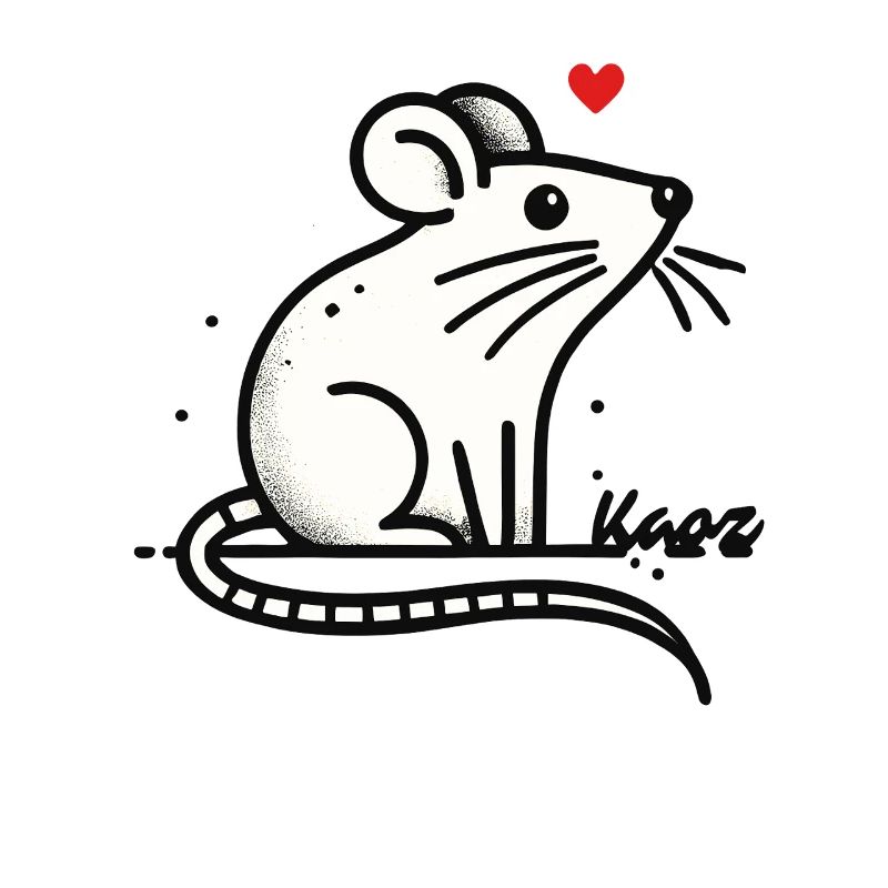 Cute loving mouse with heart