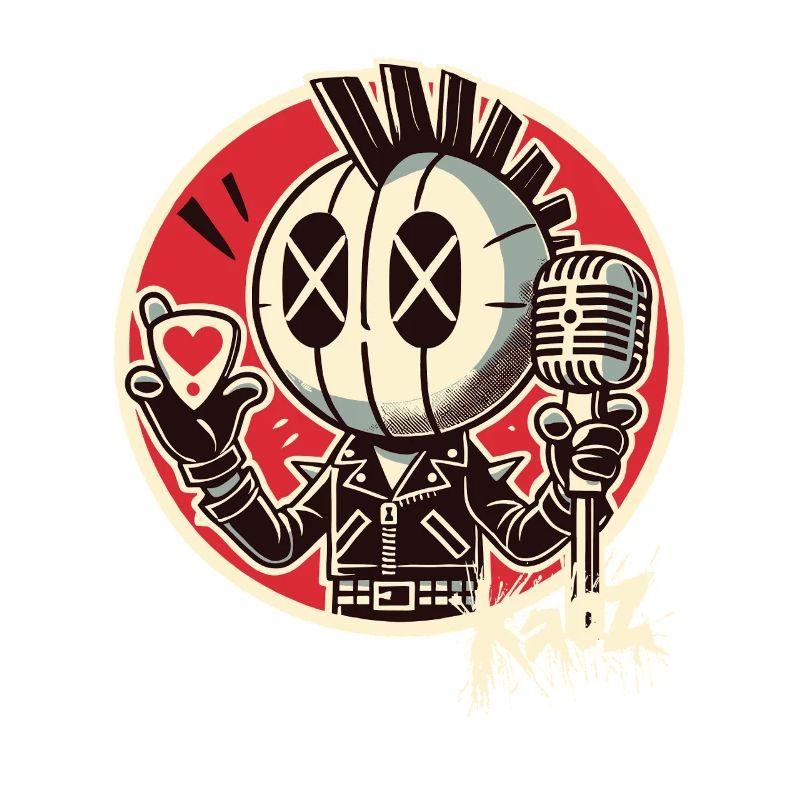 Punk-Rocker mit Mikrofon & Herz-Pick