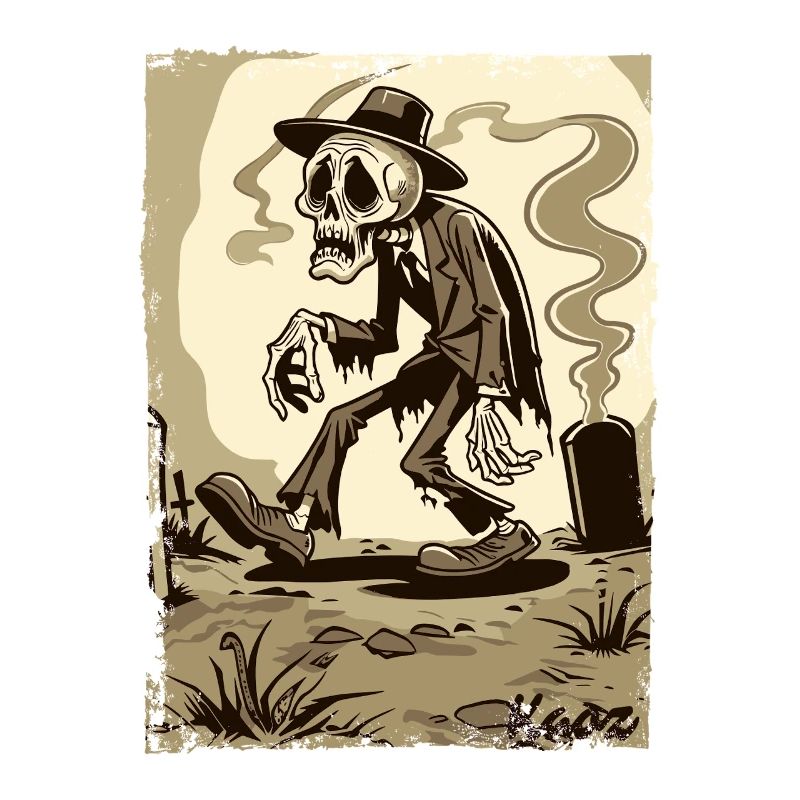 Squelette Gentleman dans le cimetière